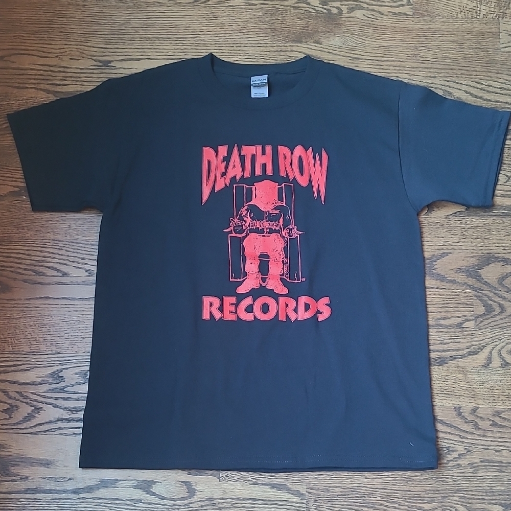 Death Row Records Youth L Black Tee with Red Graphic
